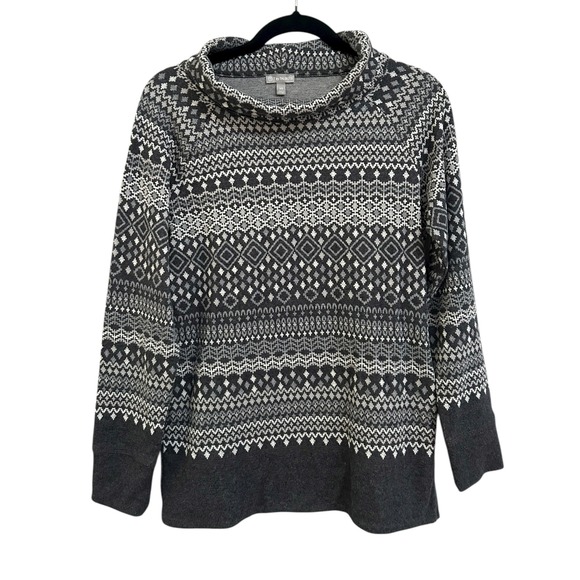 T by Talbots Sweaters - T by Talbots Womens Fair Isle Knit Cowl Neck Long Sleeve Sweater Gray Size XS